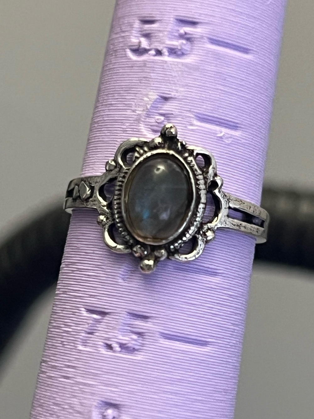 Labradorite 925 Sterling Silver Ring Size 6.5 Handmade Artisan Blue Flash